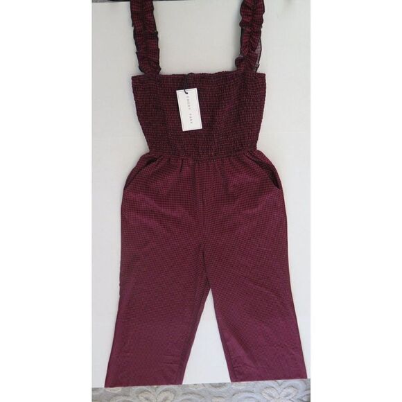 Emory Park IMC2608R Women's Sz S Check-Red Ruched Top Jumpsuit - Picture 11 of 11